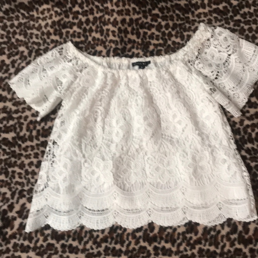White Lace Off Shoulder Top